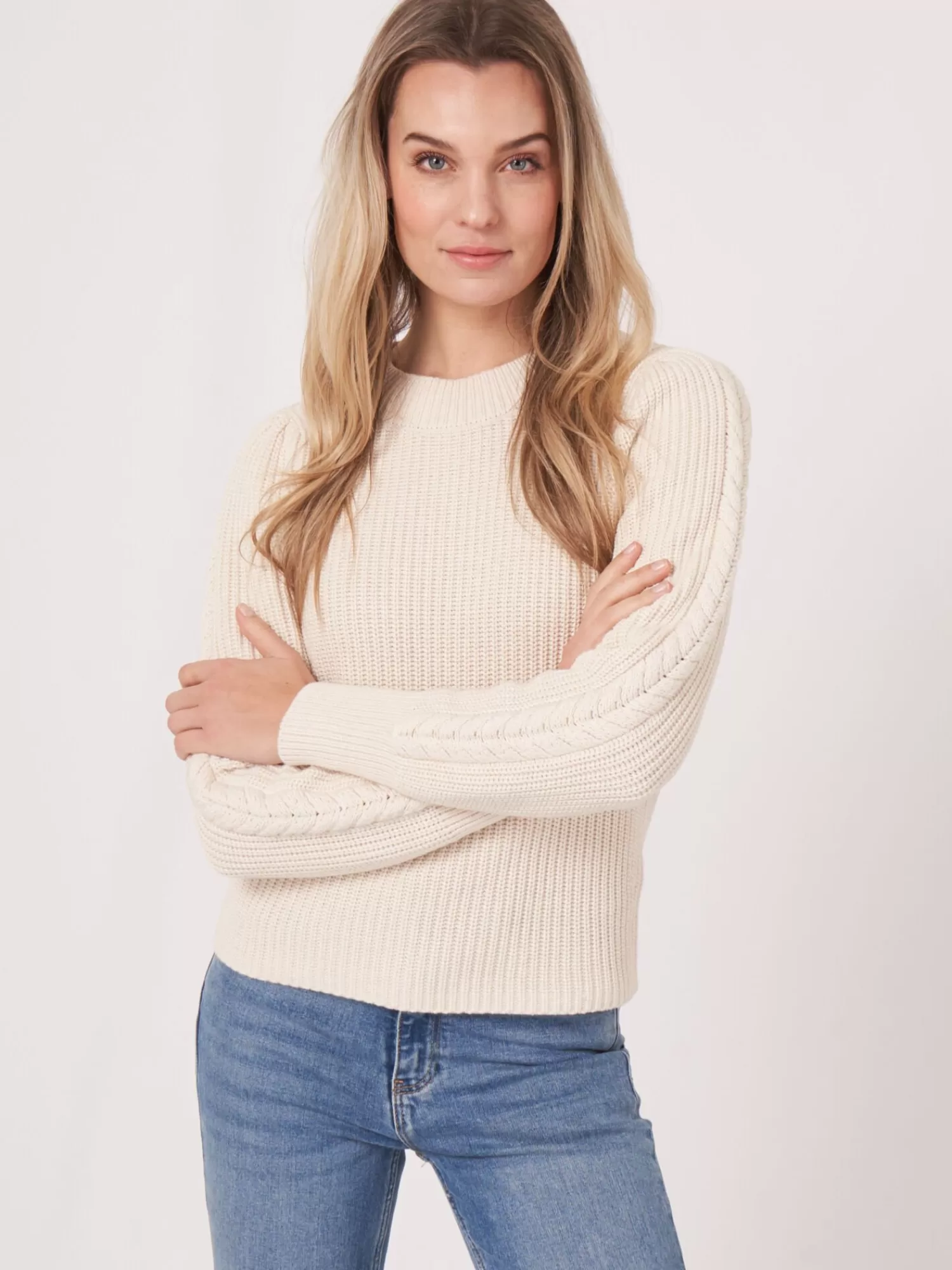 REPEAT cashmere Pullover>Rippenstrickpullover Mit Uberschnittenen Schultern Ivory