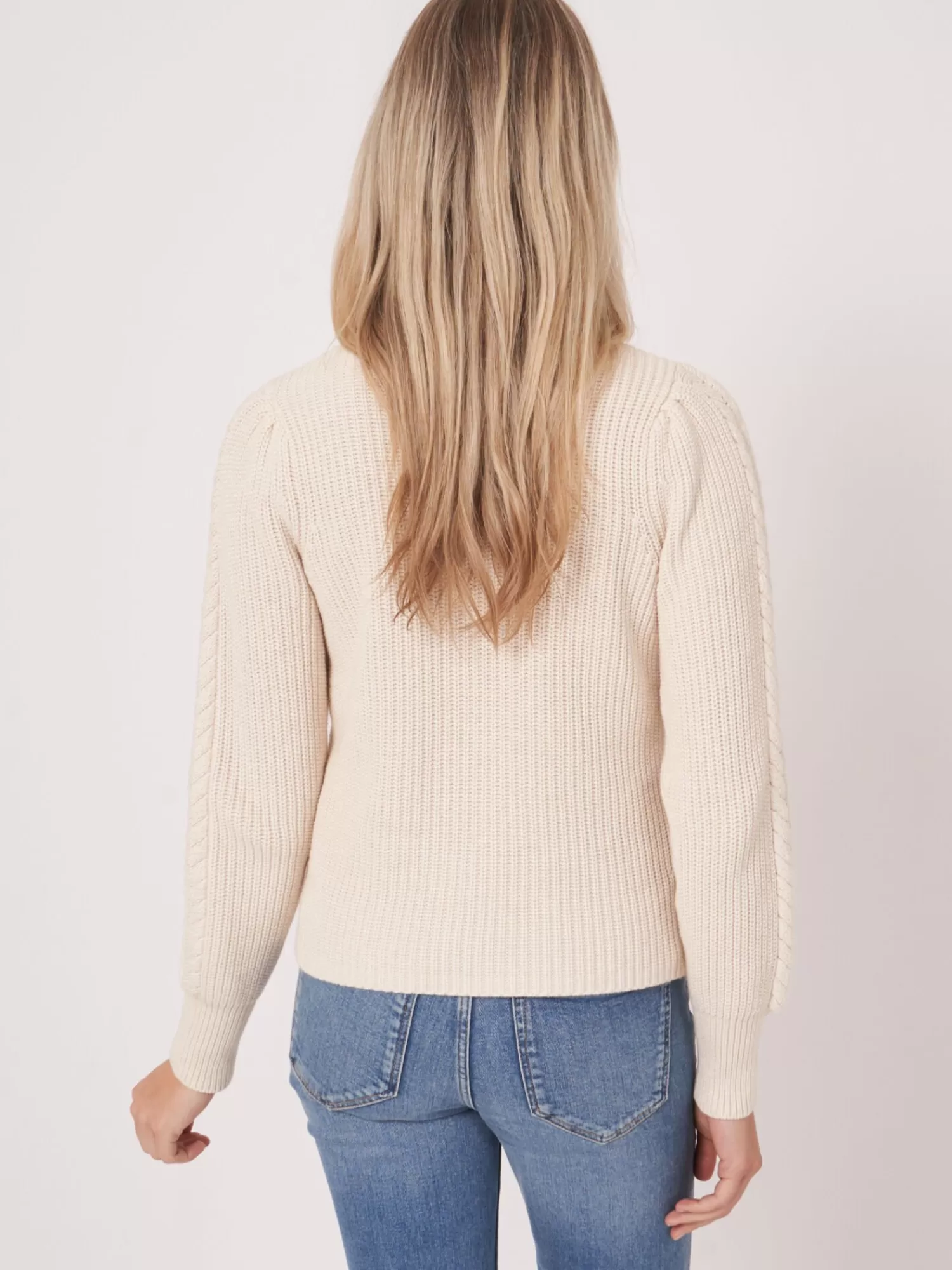 REPEAT cashmere Pullover>Rippenstrickpullover Mit Uberschnittenen Schultern Ivory