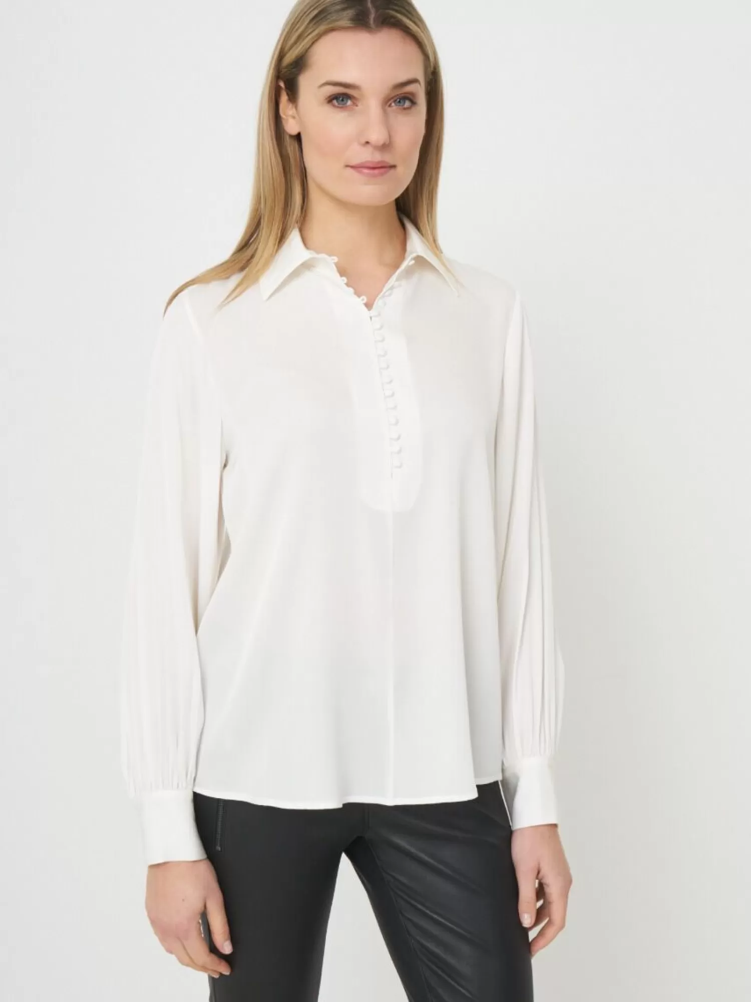 REPEAT cashmere Blusen>Seidenhemd Mit Knopfleiste Mit Schlaufen Cream