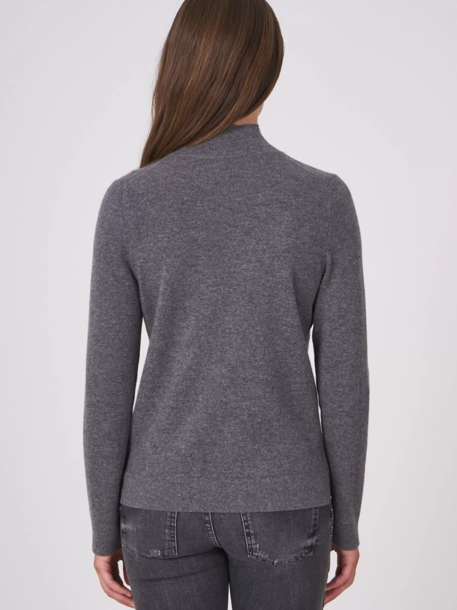 REPEAT cashmere Organisches Kaschmir>Stehkragen-Pullover Aus Organischem Kaschmir Med Grey