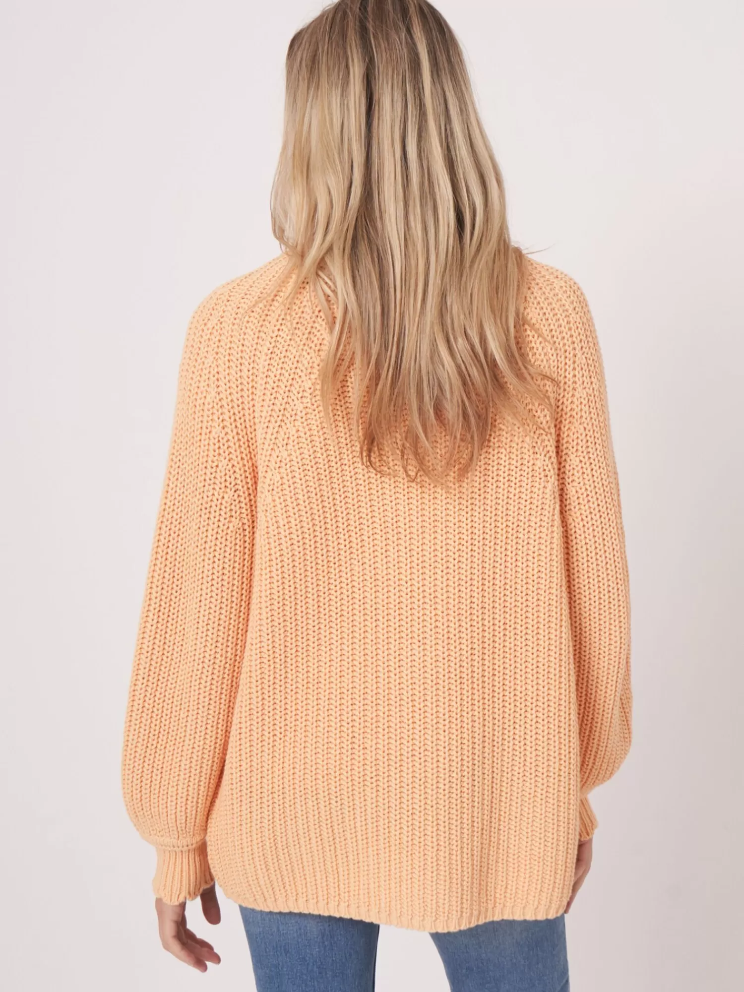 REPEAT cashmere Strickjacken>Strickjacke Aus Größem Rippenstrick Mit Wellenschliff Am Saum Glow