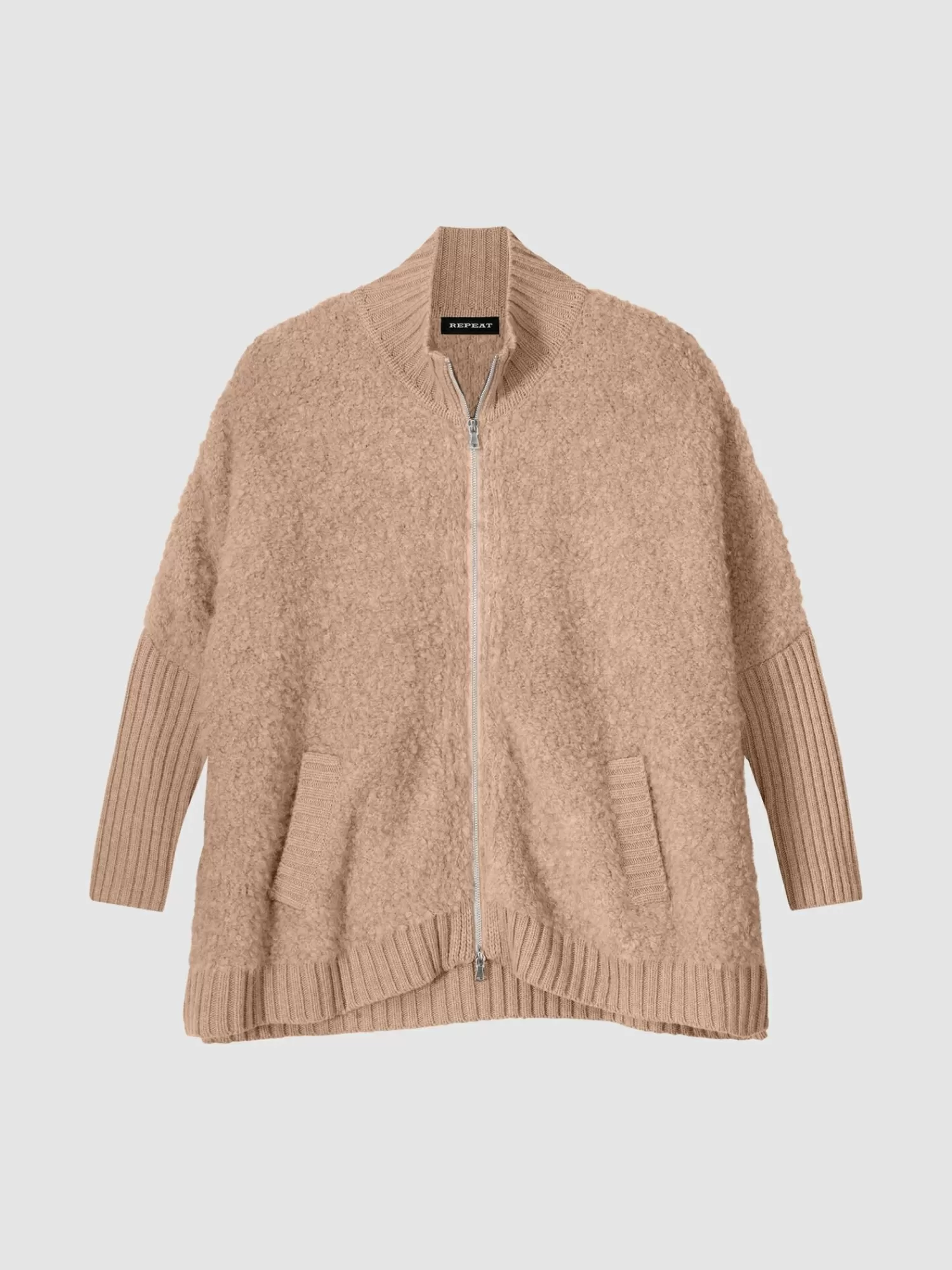 REPEAT cashmere Strickjacken>Strickjacke Aus Italienischem Garn Mit Reisverschluss Und Taschen Beige