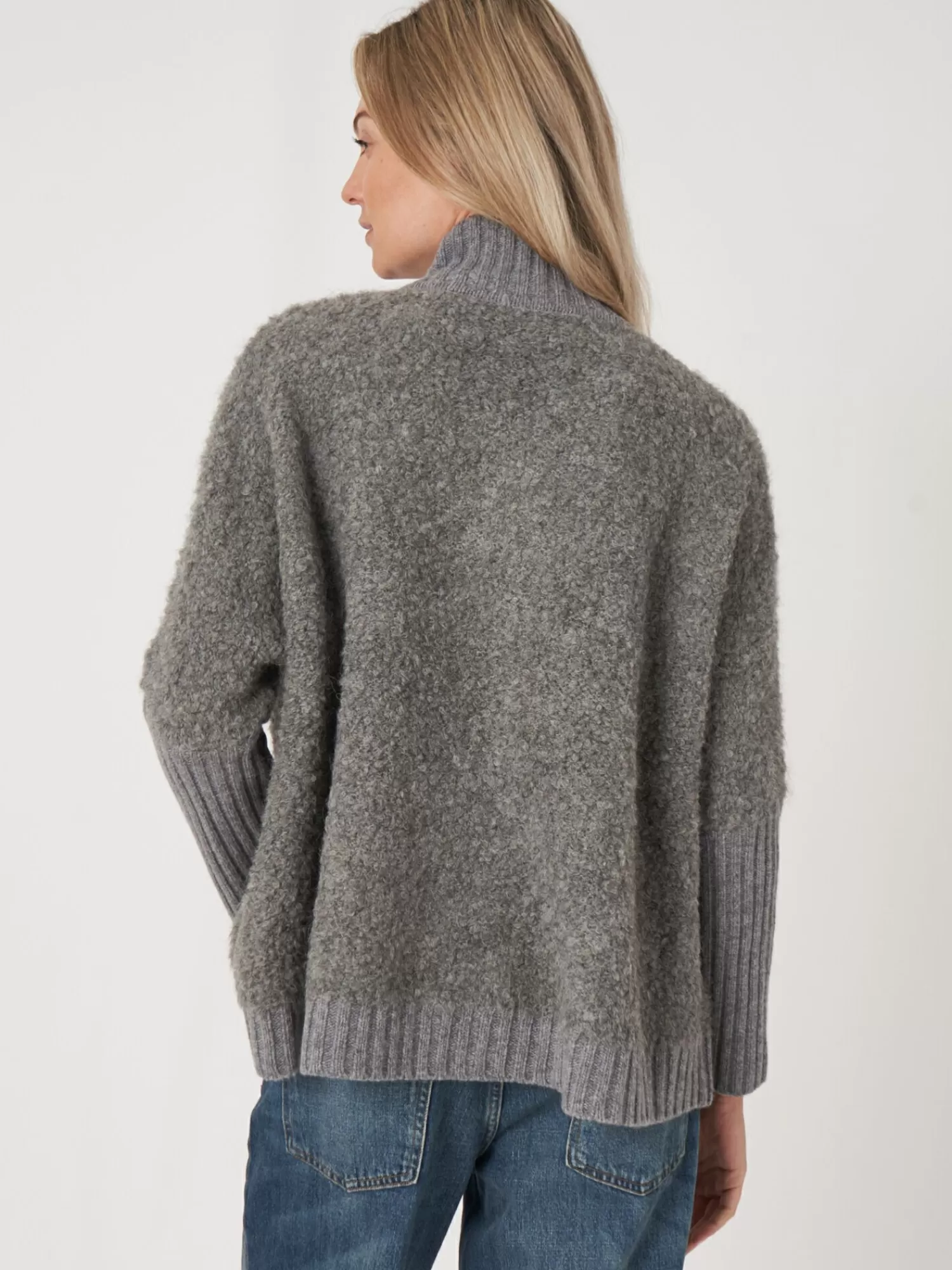 REPEAT cashmere Strickjacken>Strickjacke Aus Italienischem Garn Mit Reisverschluss Und Taschen Grey