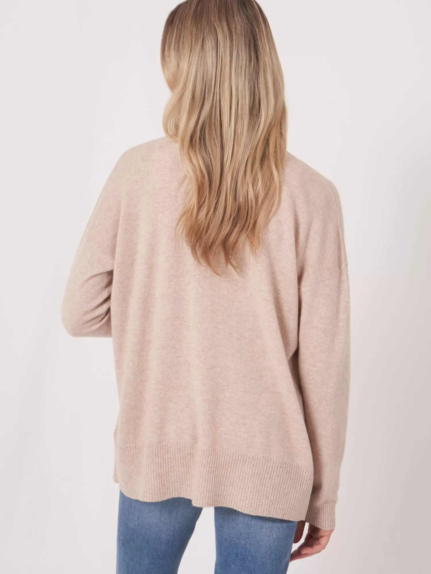 REPEAT cashmere Organisches Kaschmir>Strickjacke Aus Kaschmir-Seidenmischung Mit Offener Vorderseite Und Taschen Beige