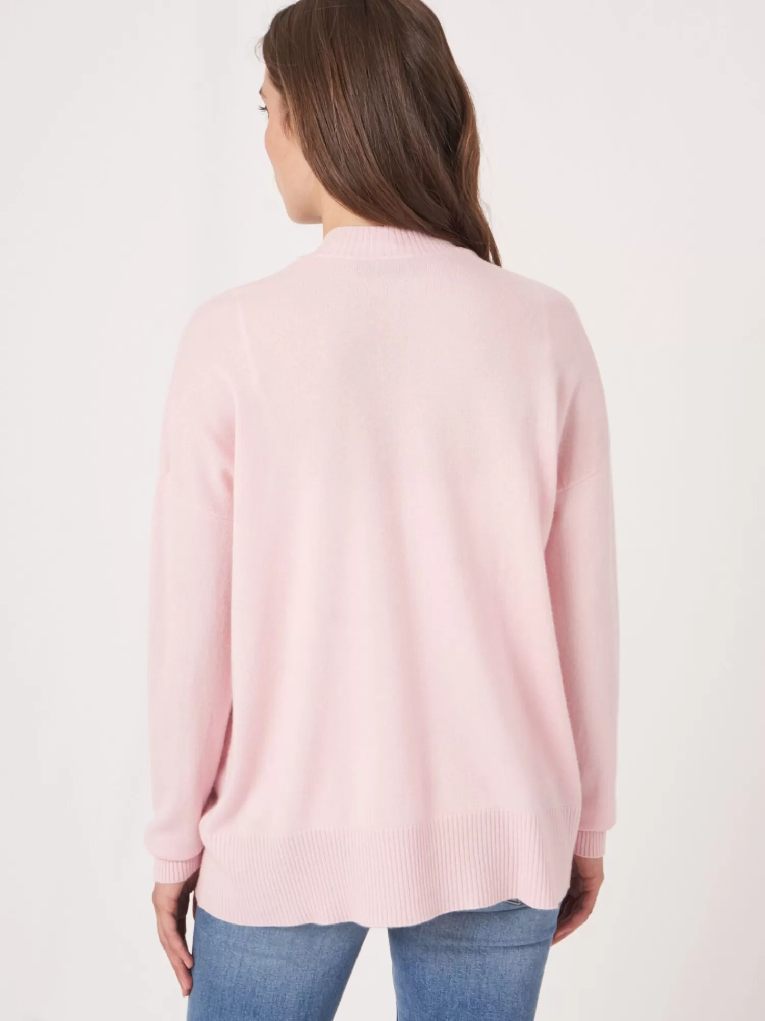 REPEAT cashmere Organisches Kaschmir>Strickjacke Aus Kaschmir-Seidenmischung Mit Offener Vorderseite Und Taschen Rose