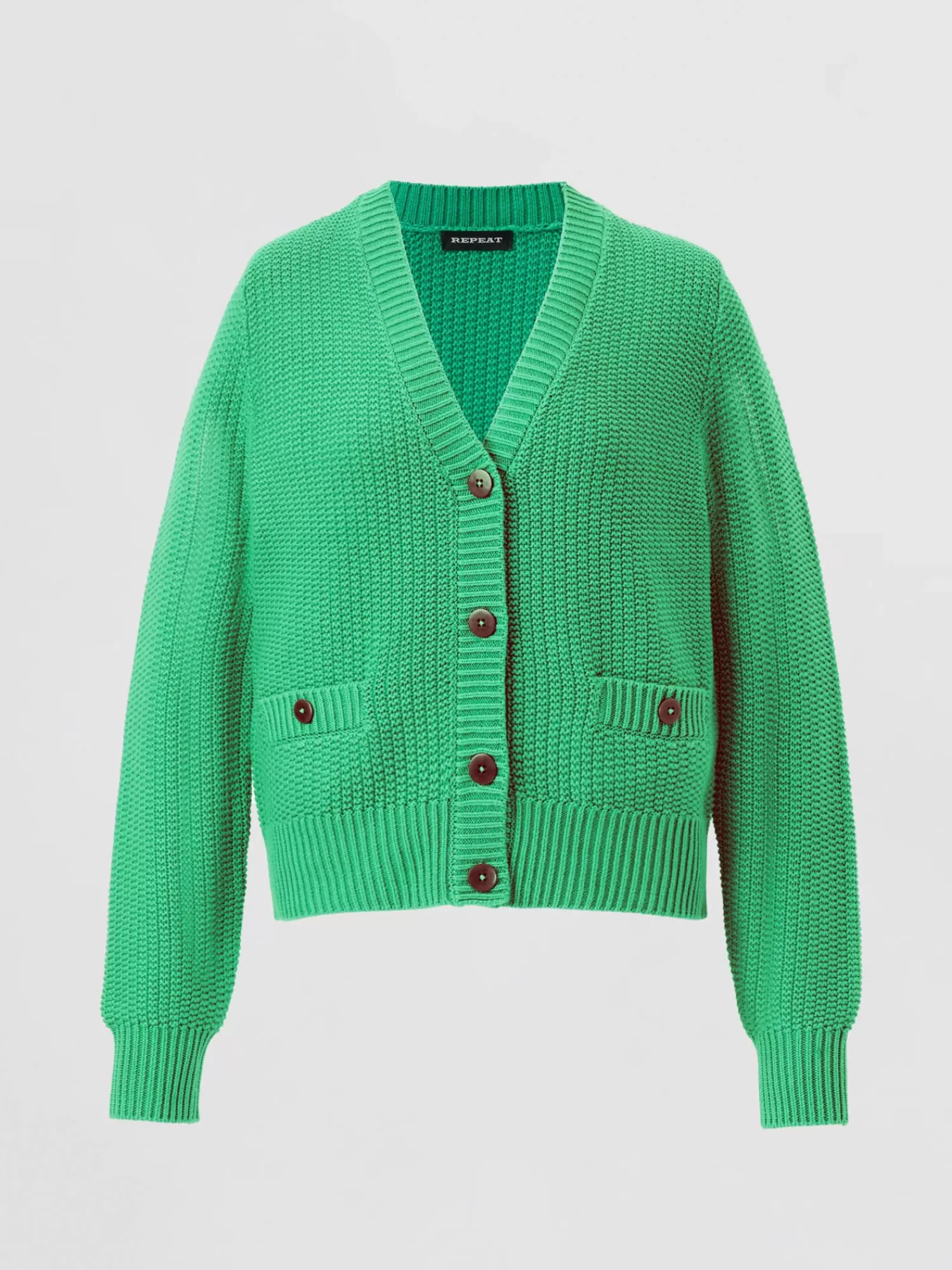 REPEAT cashmere Repeats Favoriten>Strickjacke Aus Reiner Baumwolle In Rippstrick Green