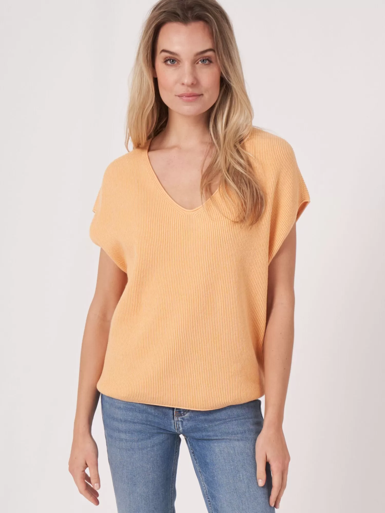 REPEAT cashmere Pullover>Strickoberteil Aus Kaschmir-Baumwollmischung Mit V-Ausschnitt Glow