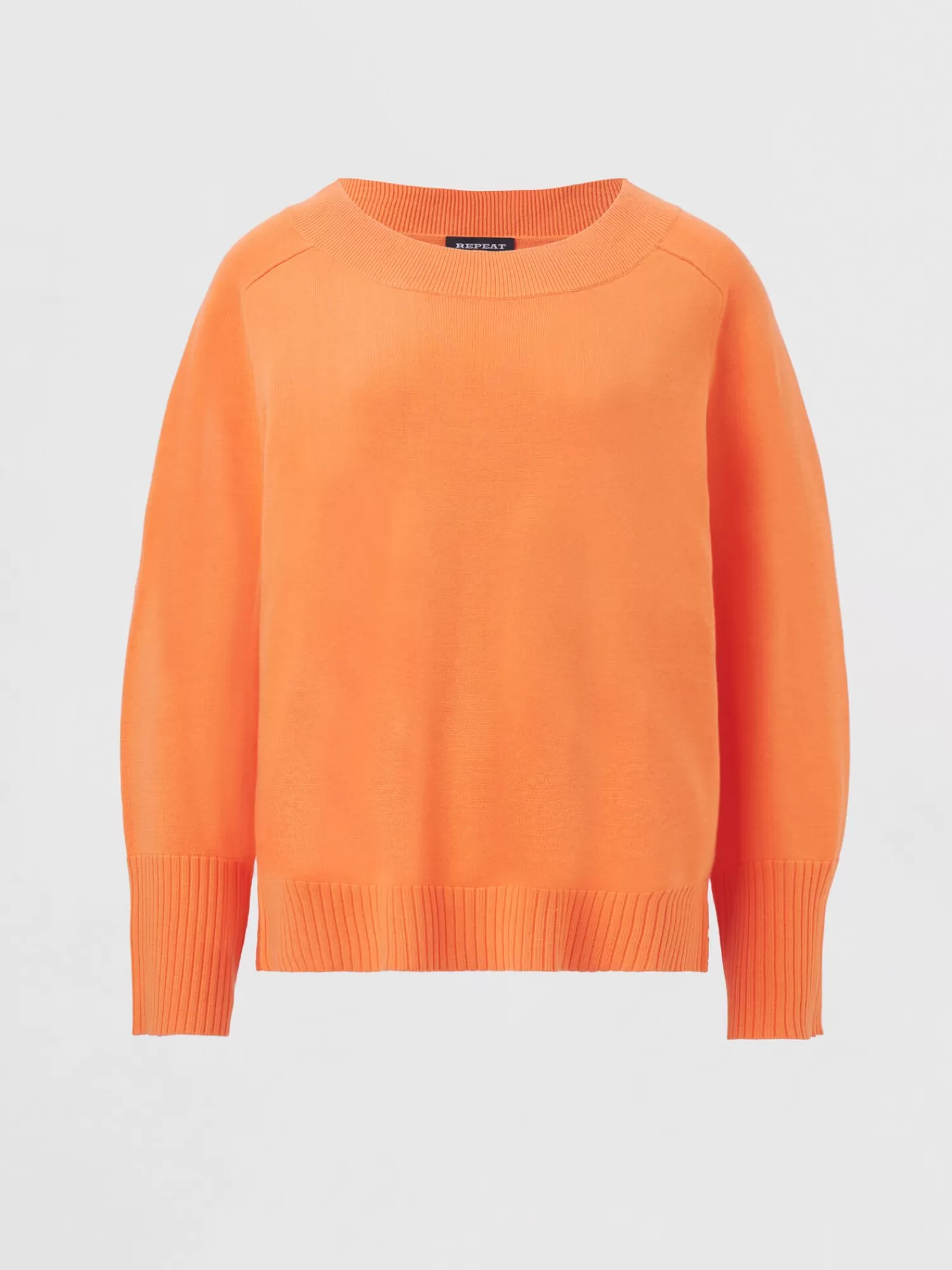 REPEAT cashmere Pullover>Strickpulli Mit Breitem Rippensaum Papaya