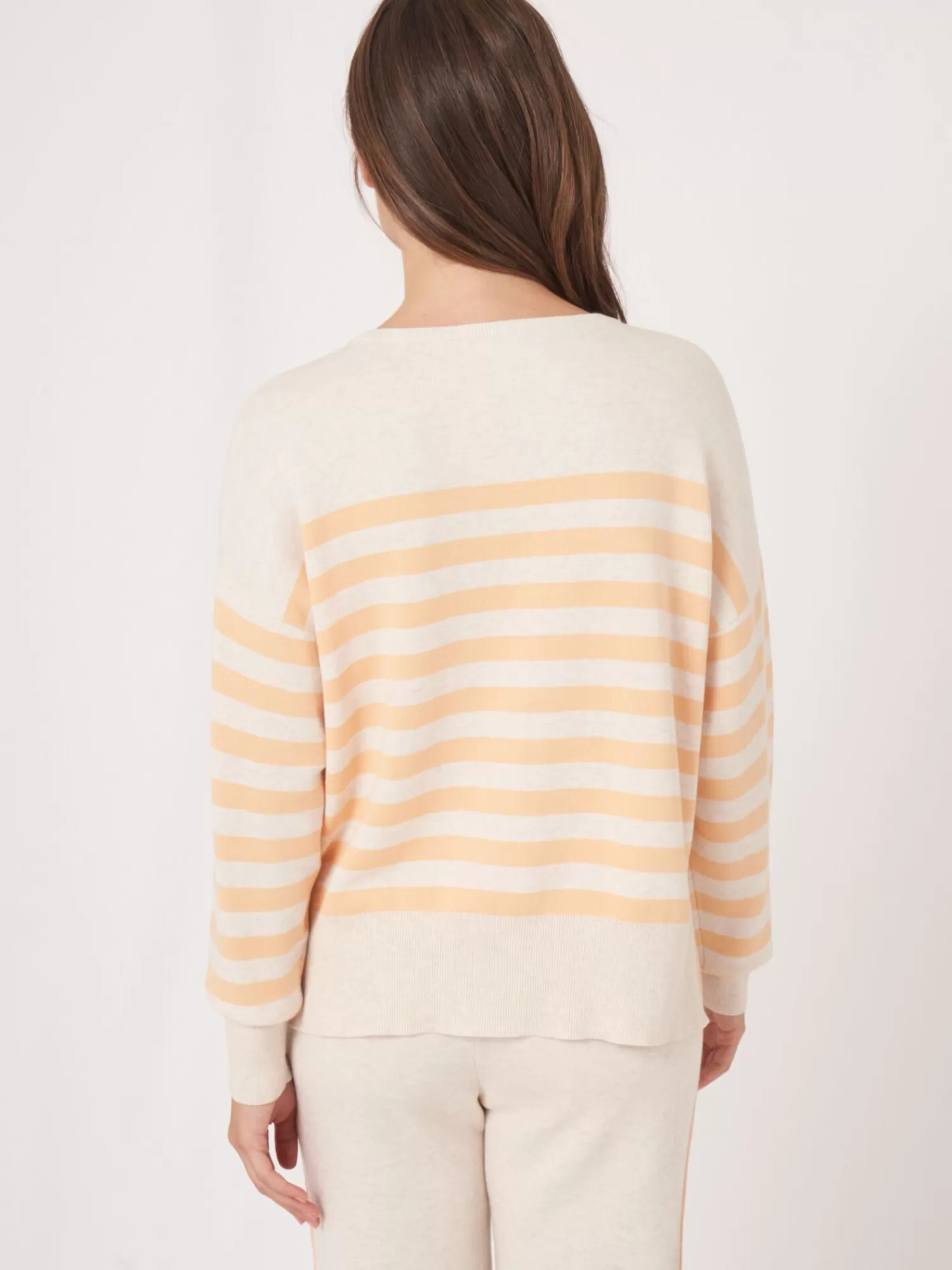 REPEAT cashmere Pullover>Strickpullover Aus Baumwollmischung Mit Streifen Glow