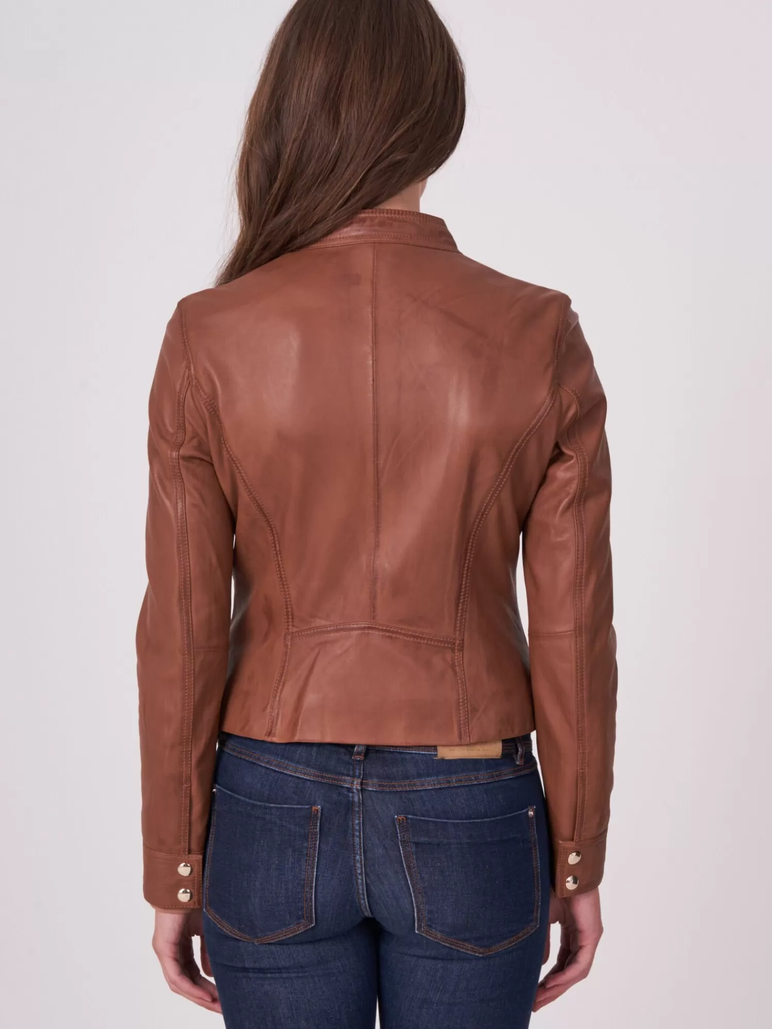 REPEAT cashmere Leder>Taillierte Biker-Lederjacke Hazel