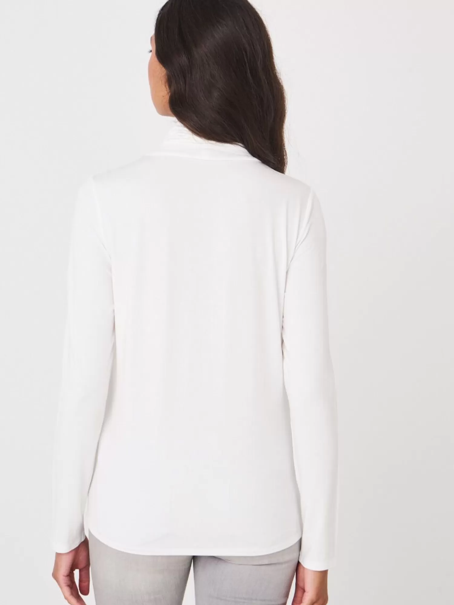 REPEAT cashmere Tops>Unterziehrolli Aus Elastischem Jersey Cream