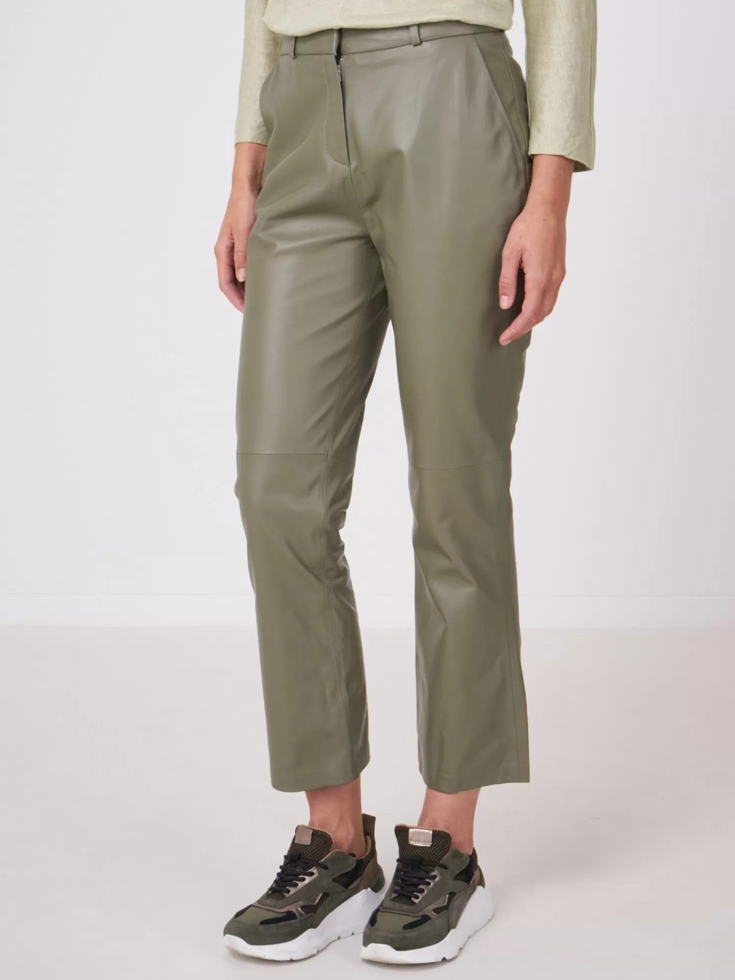 REPEAT cashmere Leder>Weite Lederhose Early Dew