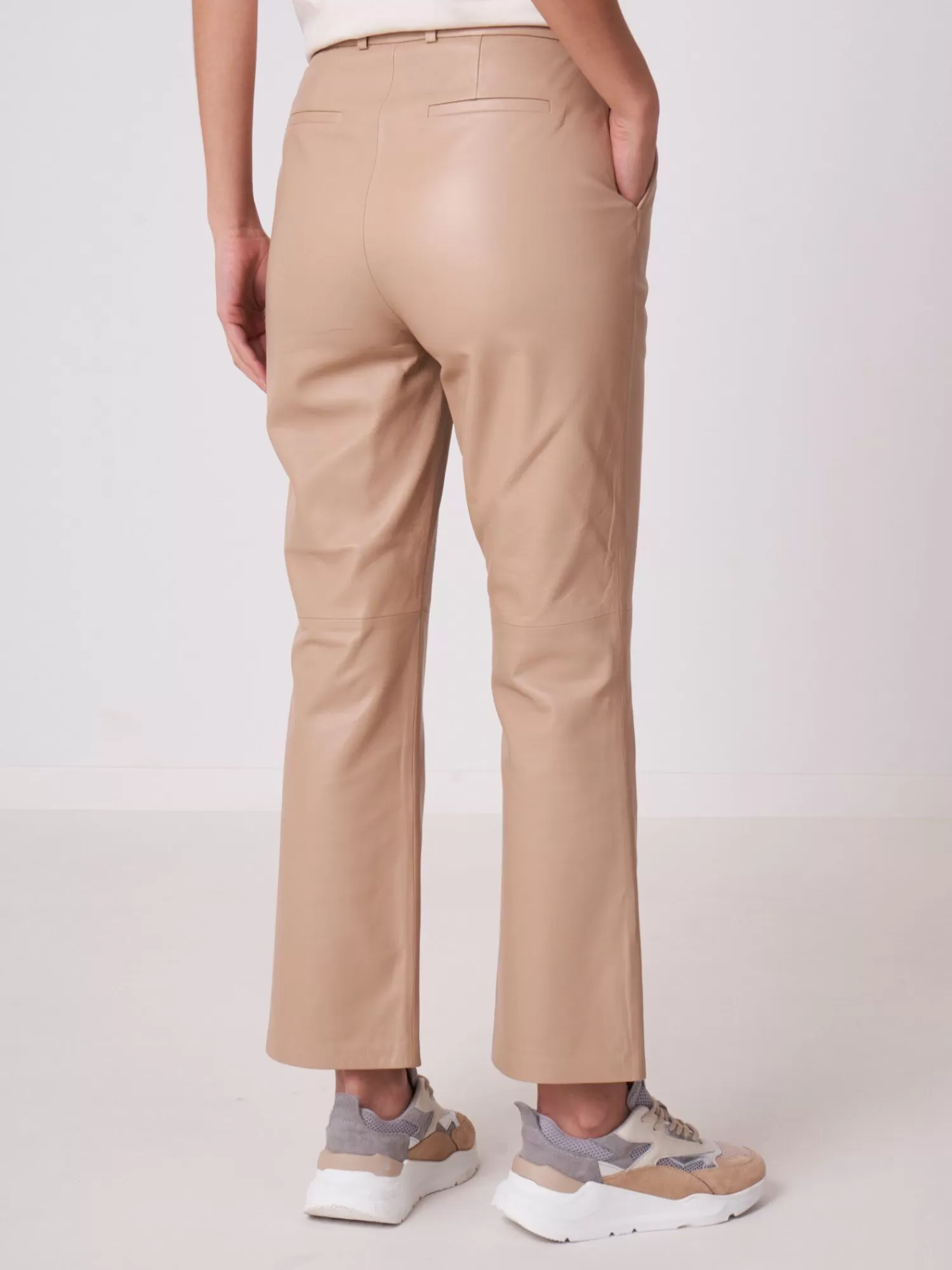 REPEAT cashmere Leder>Weite Lederhose Nougat