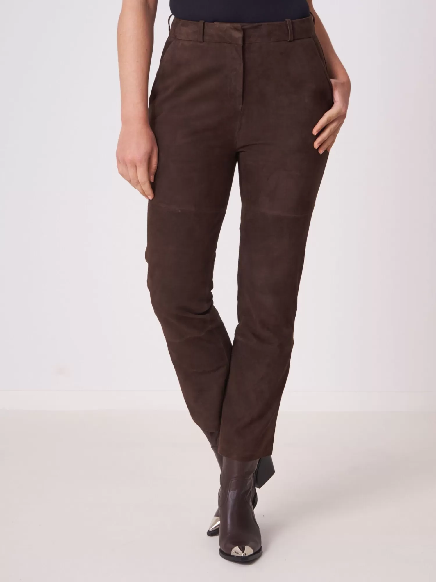 REPEAT cashmere Leder>Weite Wildlederhose Morro