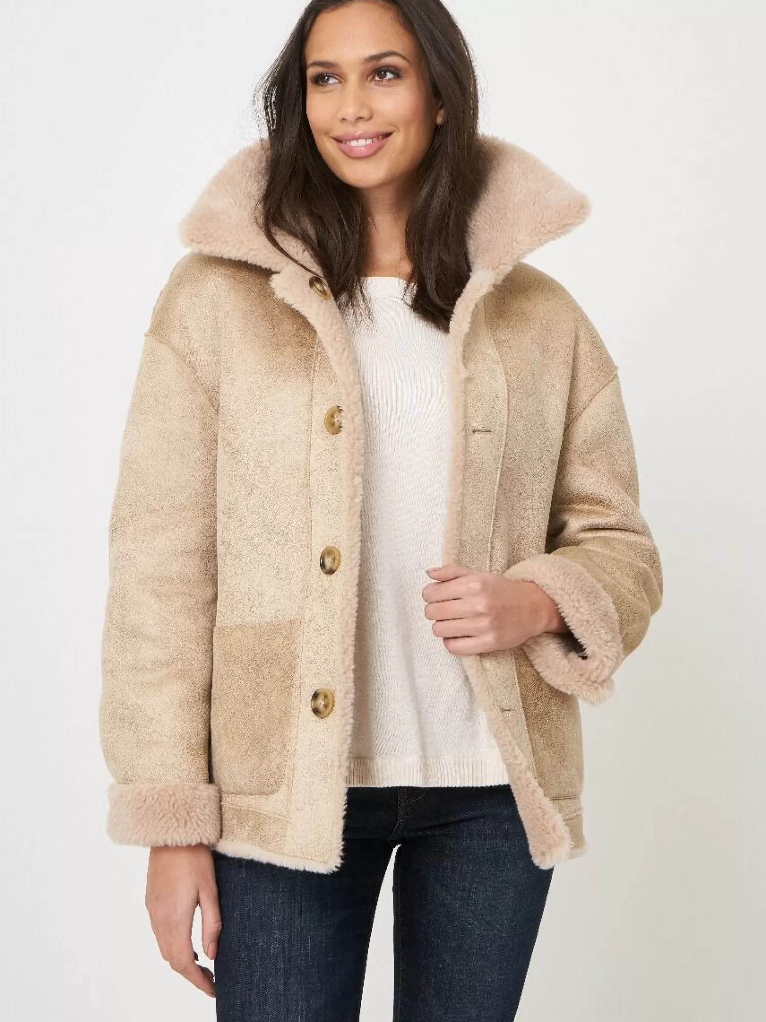 REPEAT cashmere Jacken & Blazer>Wendbarer Faux Shearling Mäntel Blush