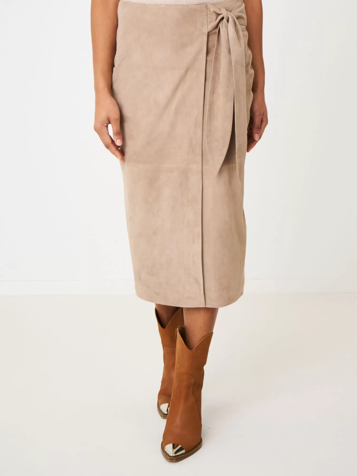 REPEAT cashmere Leder>Wickelrock Aus Leder Taupe