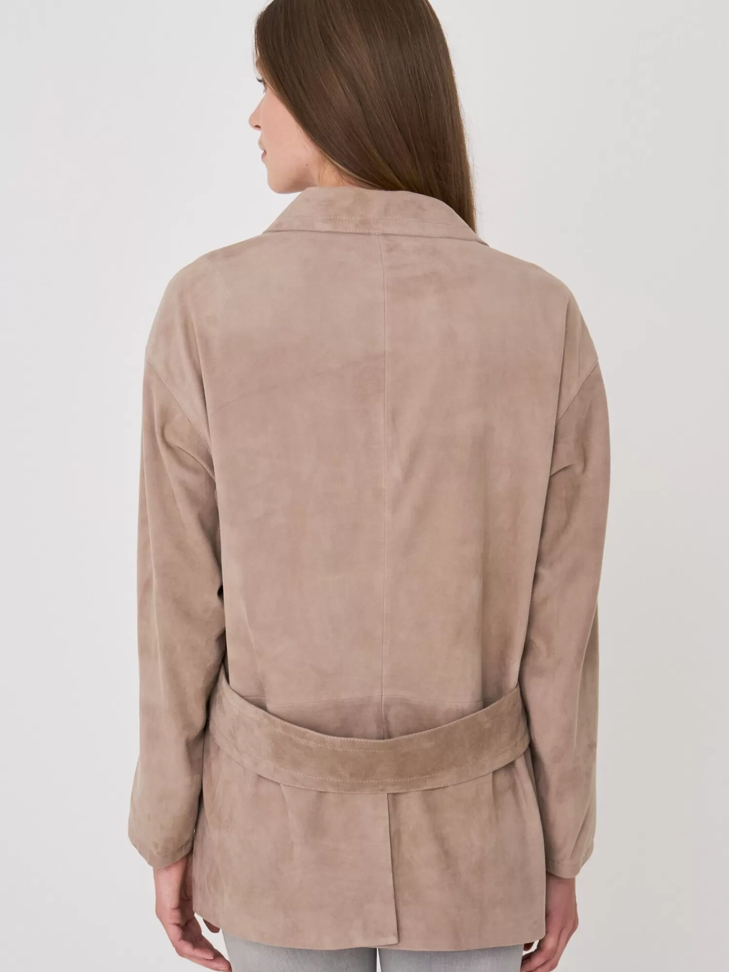 REPEAT cashmere Leder>Wildleder-Blazer Mit Lockerem Sitz Taupe