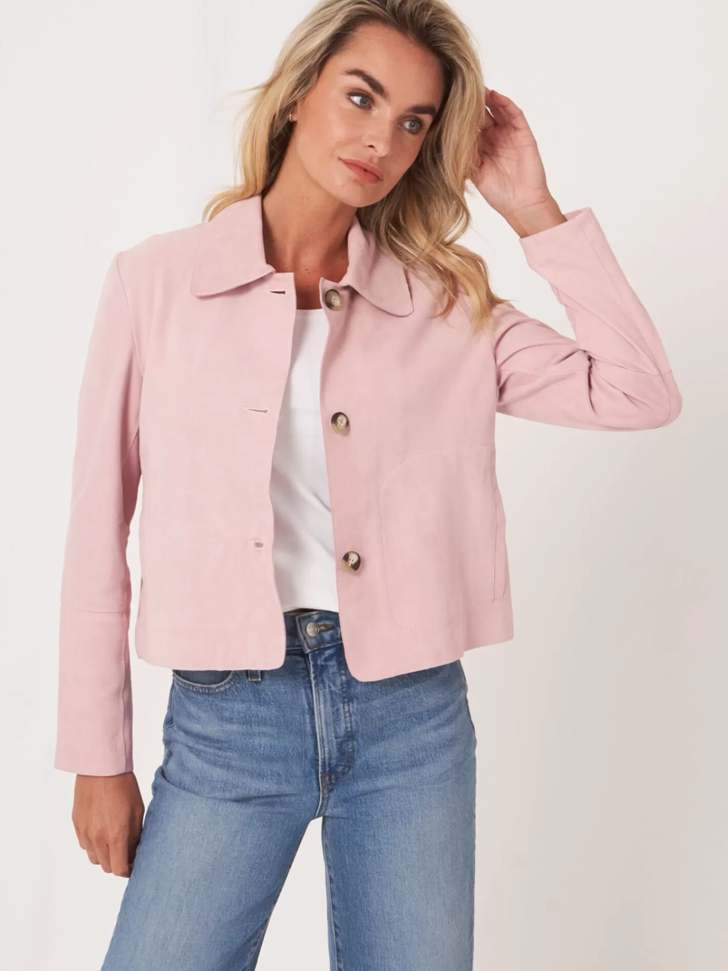 REPEAT cashmere Leder>Wildlederjacke Mit Knopfen Pink Floyd