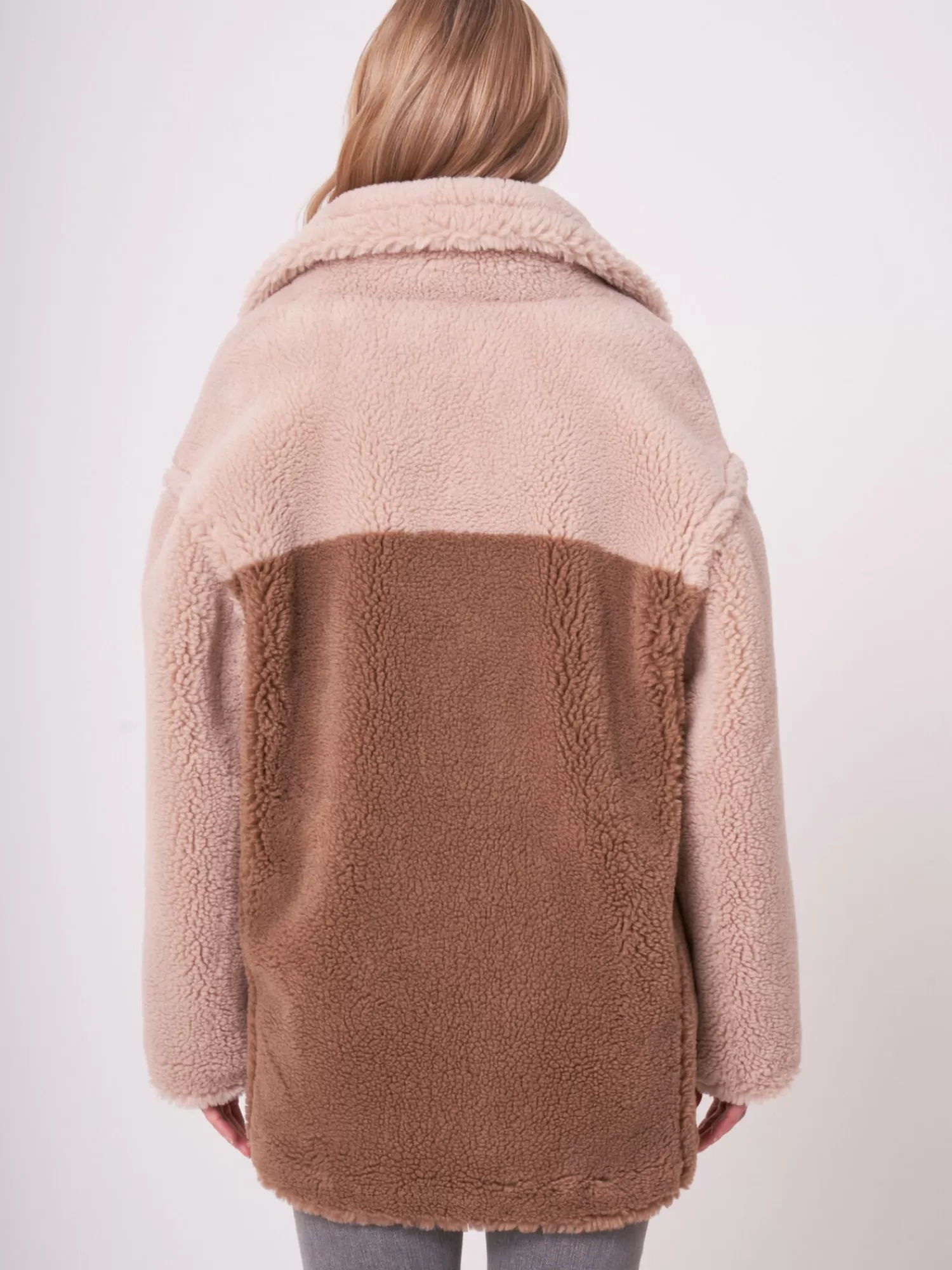 REPEAT cashmere Leder>Zweifarbiger Wendbarer Faux Shearling Mäntel Blush/Camel